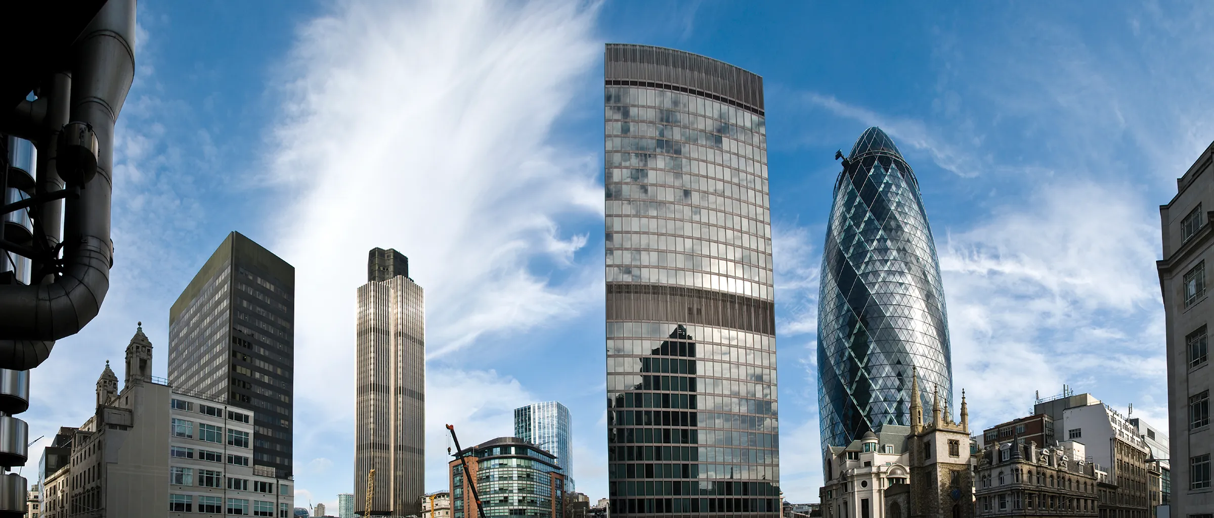 London city skyline along the River Thames.